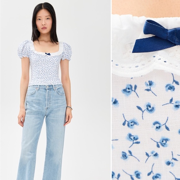 NWT • Reformation Alice Linen Top in Hanna Print - Picture 2 of 6